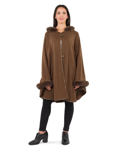 Patricia Nash Hooded Cape with Faux Fur - Vintage