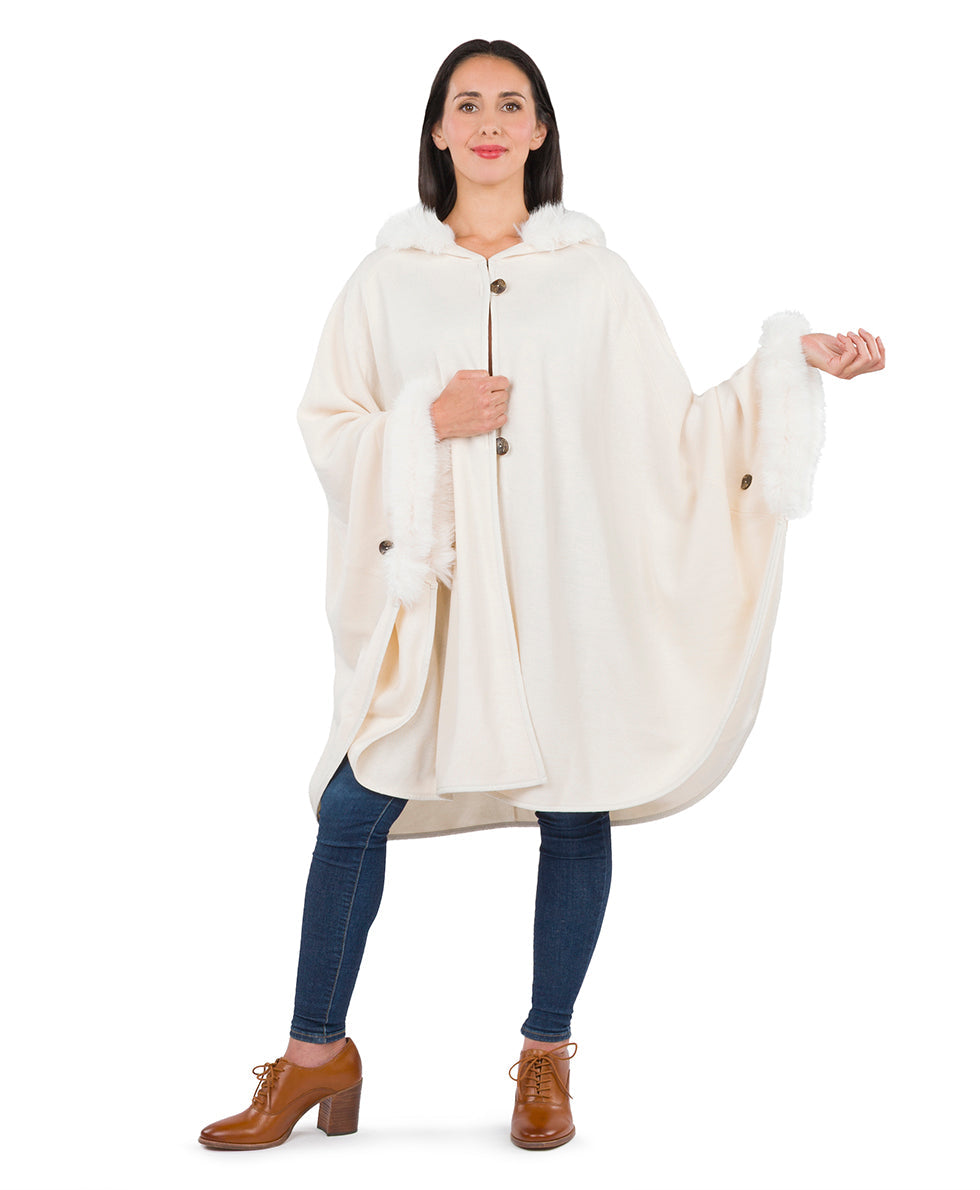 Patricia Nash Hooded Cape with Faux Fur - Vintage