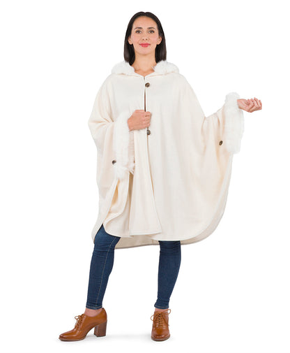 Patricia Nash Hooded Cape with Faux Fur - Vintage