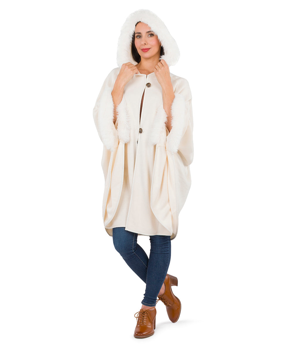 Patricia Nash Hooded Cape with Faux Fur - Vintage