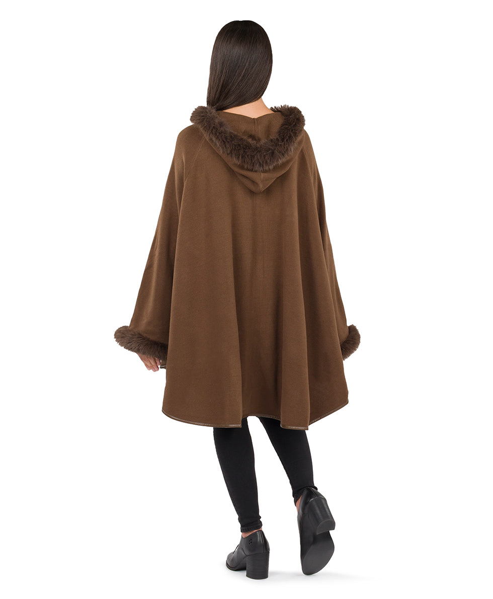 Patricia Nash Hooded Cape with Faux Fur - Vintage