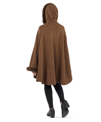 Patricia Nash Hooded Cape with Faux Fur - Vintage