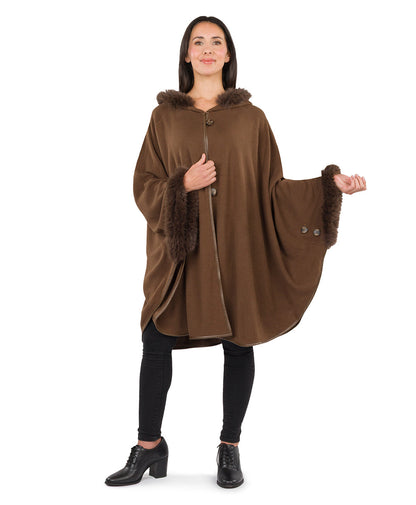 Patricia Nash Hooded Cape with Faux Fur - Vintage