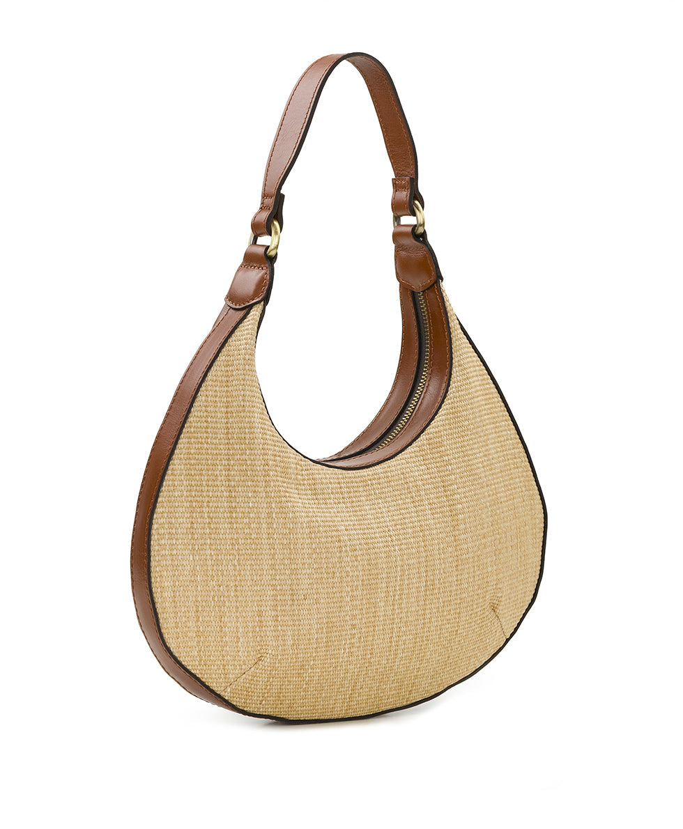 Patricia Nash Coco Crescent Hobo with Scarf - European Natural Fine Weave