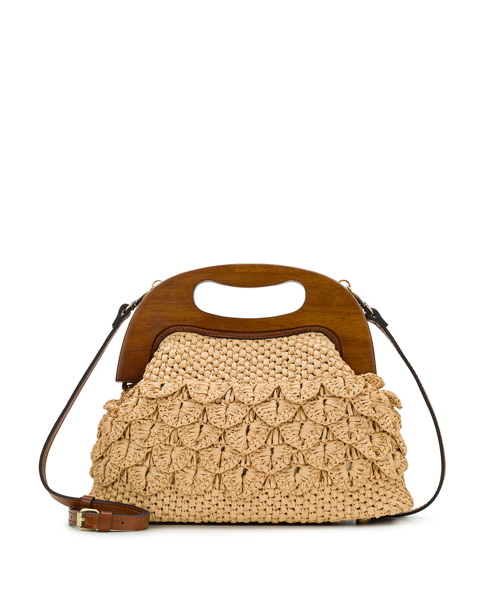 Patricia Nash Sandrine Wooden Frame Crossbody - Scalloped Raffia