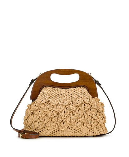 Patricia Nash Sandrine Wooden Frame Crossbody - Scalloped Raffia