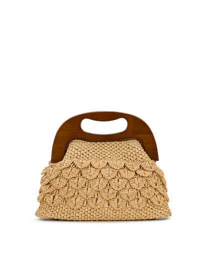Patricia Nash Sandrine Wooden Frame Crossbody - Scalloped Raffia