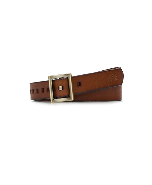 Patricia Nash Huxton Square Buckle Belt - Handcut — Tan