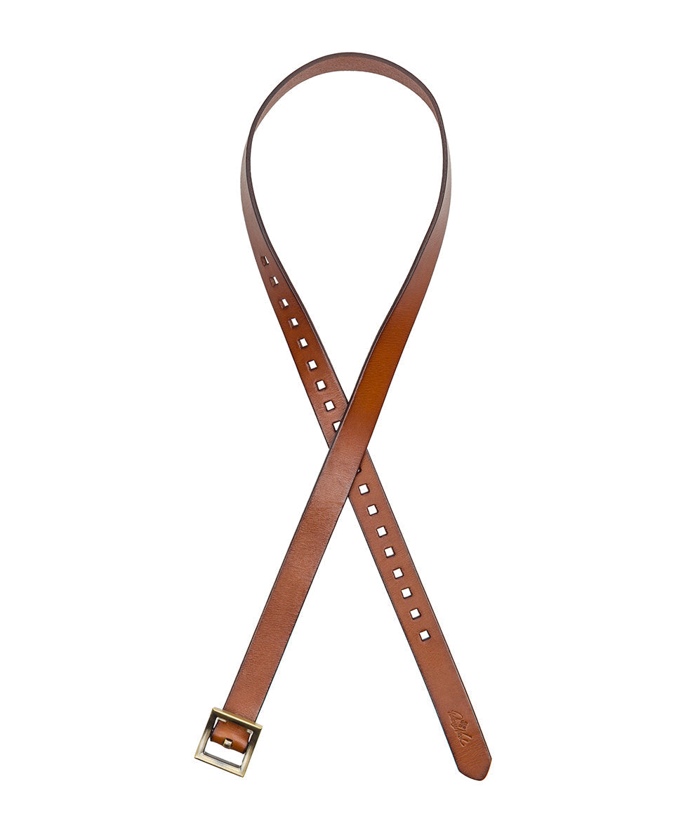 Patricia Nash Huxton Square Buckle Belt - Handcut — Tan