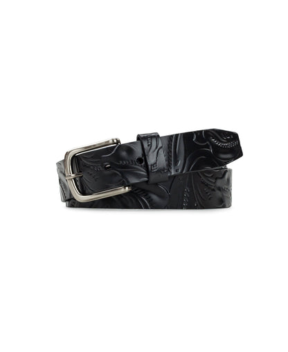 Patricia Nash Pelosa Leather Belt - Tooled — Black