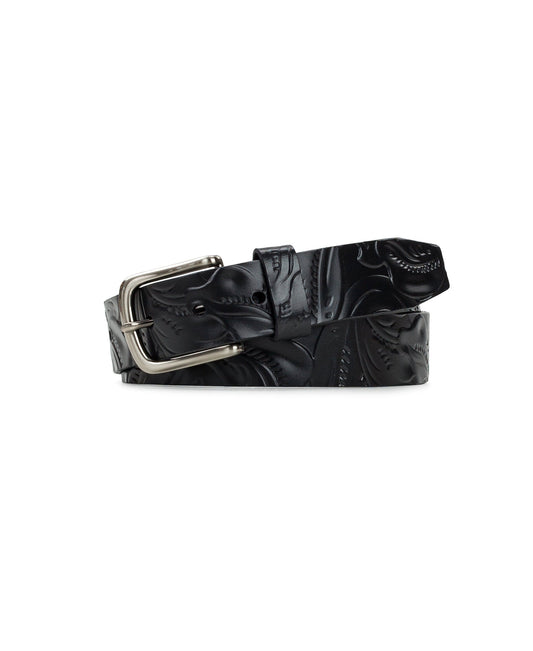 Patricia Nash Pelosa Leather Belt - Tooled — Black