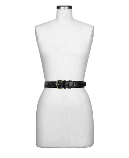 Patricia Nash Pelosa Leather Belt - Tooled — Black