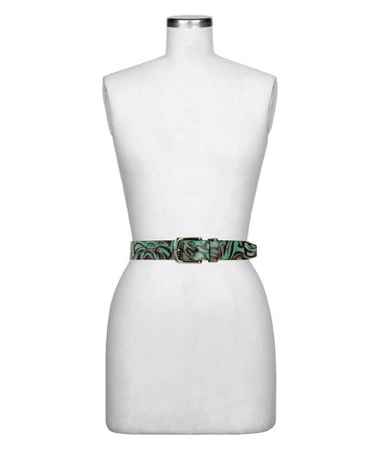 Patricia Nash Pelosa Belt - Tooled — Turquoise