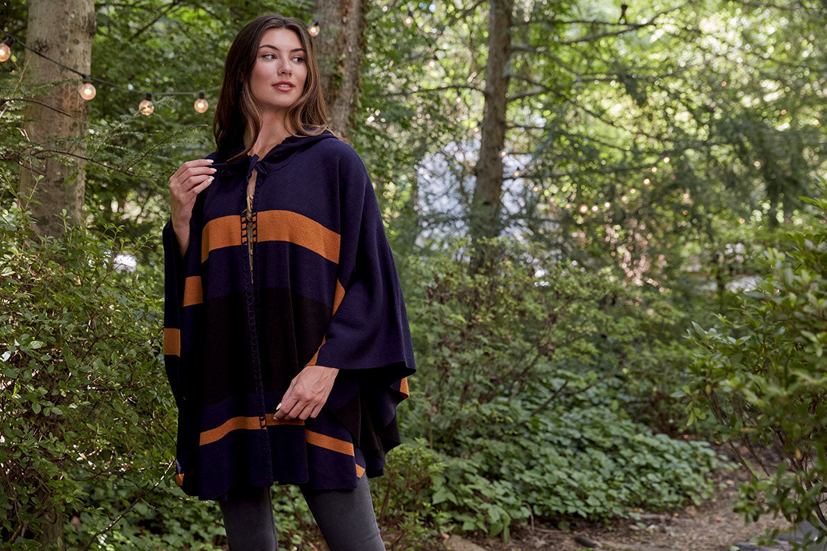 Patricia Nash Striped Hooded Cape - Classics