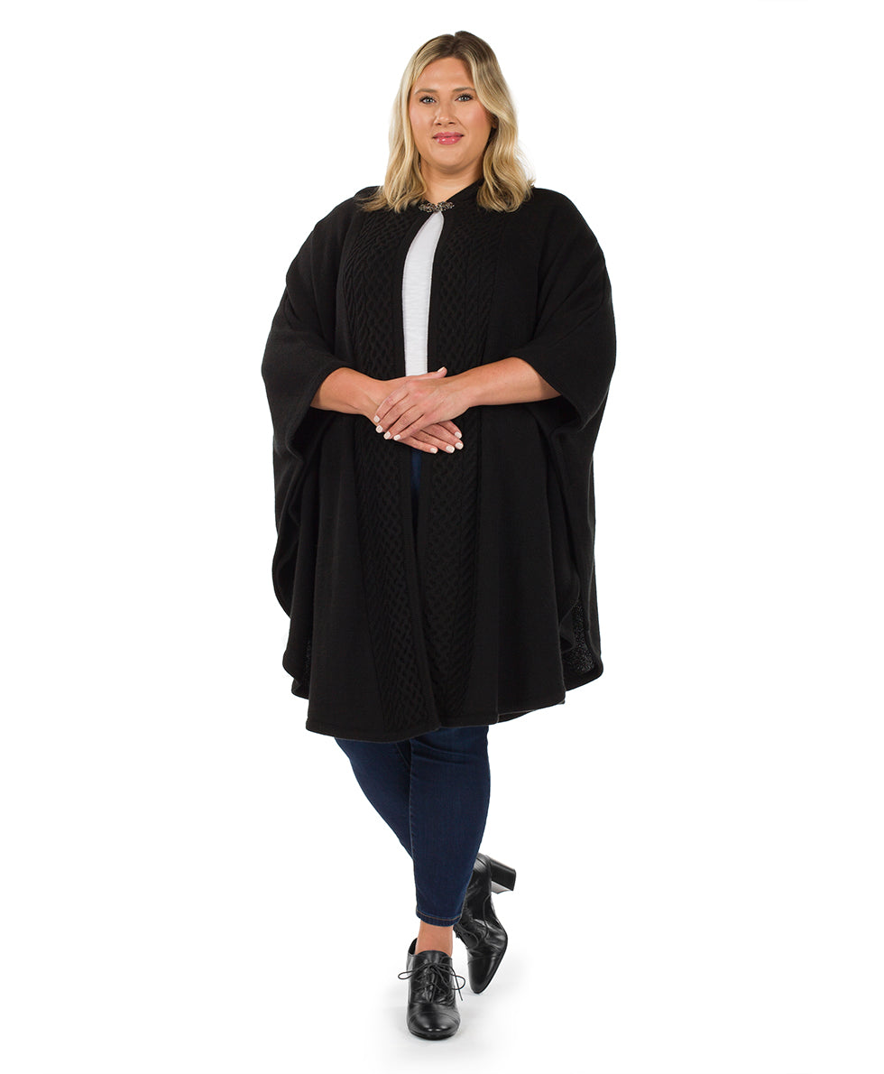 Patricia Nash Hooded Cape with Clasp - Cable
