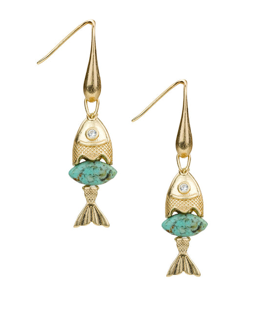 Patricia Nash Marquise Fish Drop Earrings - Nautical Collection