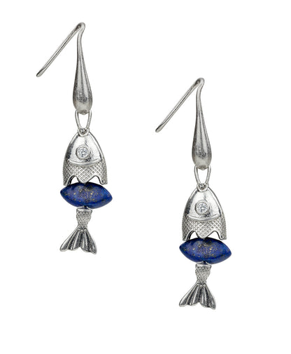 Patricia Nash Marquise Fish Drop Earrings - Nautical Collection