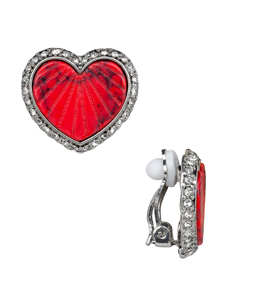 Patricia Nash Heart Button Clip Earrings - Lovely Stone