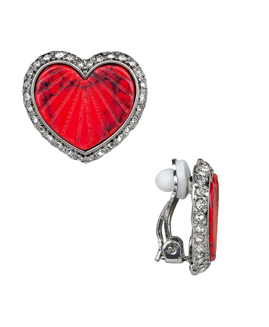 Patricia Nash Heart Button Clip Earrings - Lovely Stone