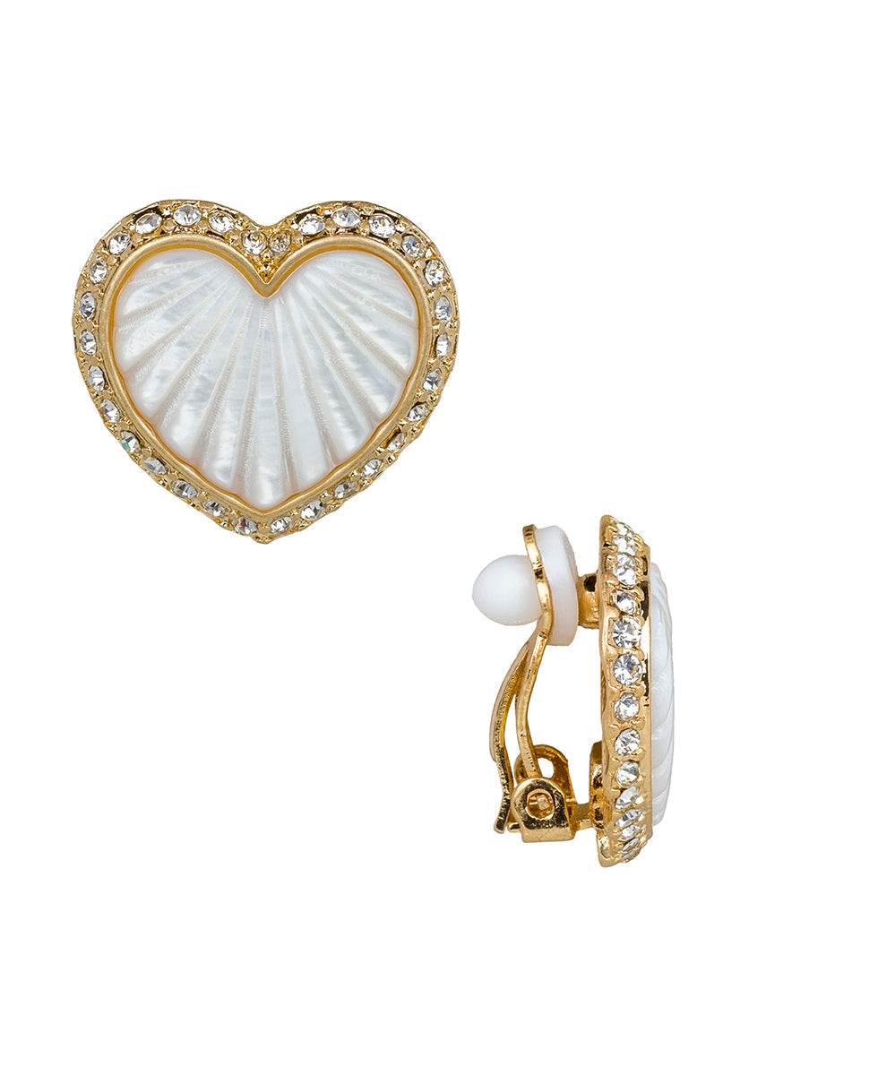 Patricia Nash Heart Button Clip Earrings - Lovely Stone