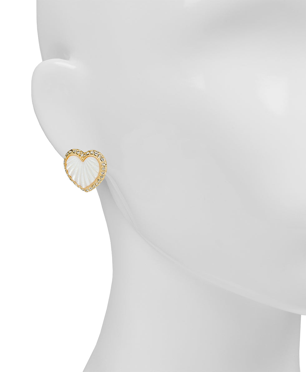 Patricia Nash Heart Button Clip Earrings - Lovely Stone