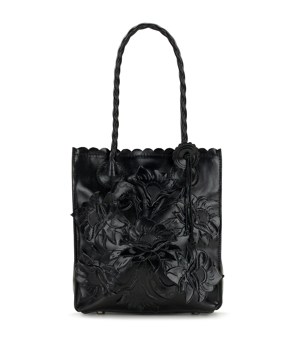 Patricia Nash Charline Tote | Cavo Tooled Applique | Distressed Black