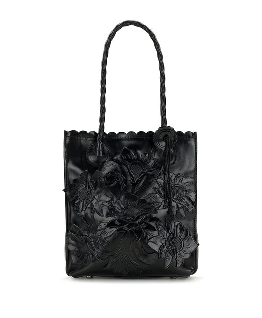 Patricia Nash Charline Tote | Cavo Tooled Applique | Distressed Black