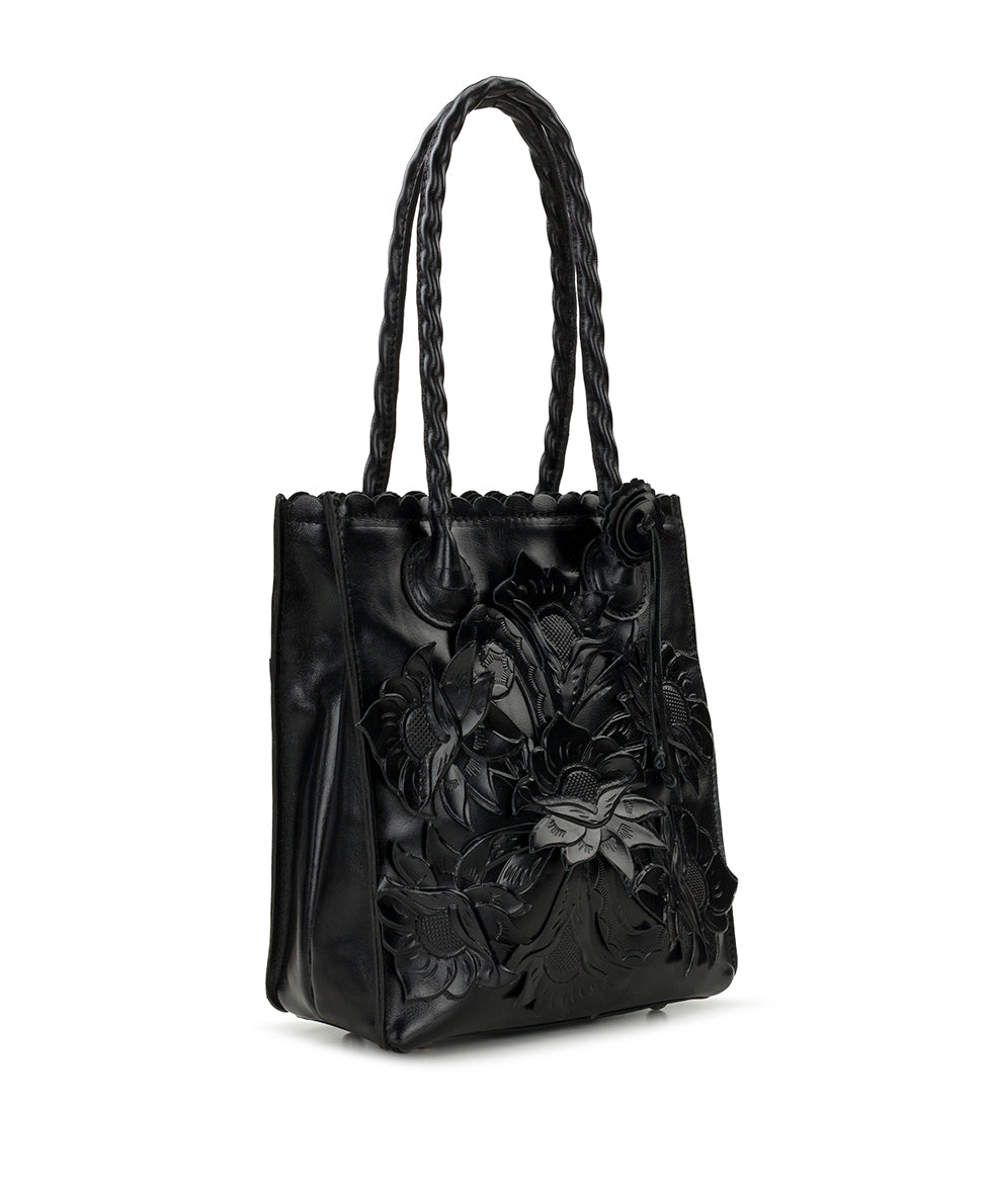 Patricia Nash Charline Tote | Cavo Tooled Applique | Distressed Black