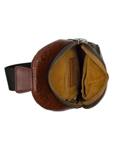 Patricia Nash Louetta Sling | Brazilian Supple Tooled | Cognac