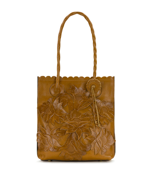 Patricia Nash Charline Tote | Cavo Tooled Applique | Distressed Light Tan