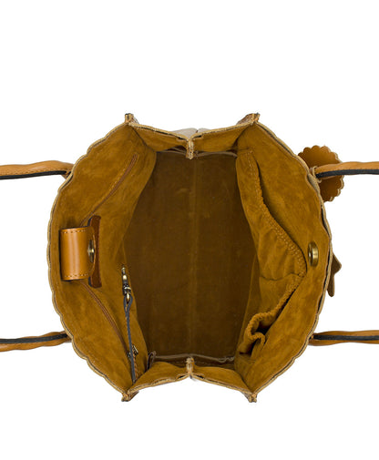 Patricia Nash Charline Tote | Cavo Tooled Applique | Distressed Light Tan