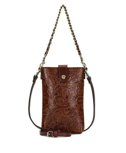 Patricia Nash Leontine Crossbody | Brazilian Supple Tooled | Cognac