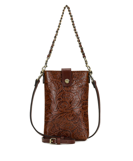 Patricia Nash Leontine Crossbody | Brazilian Supple Tooled | Cognac