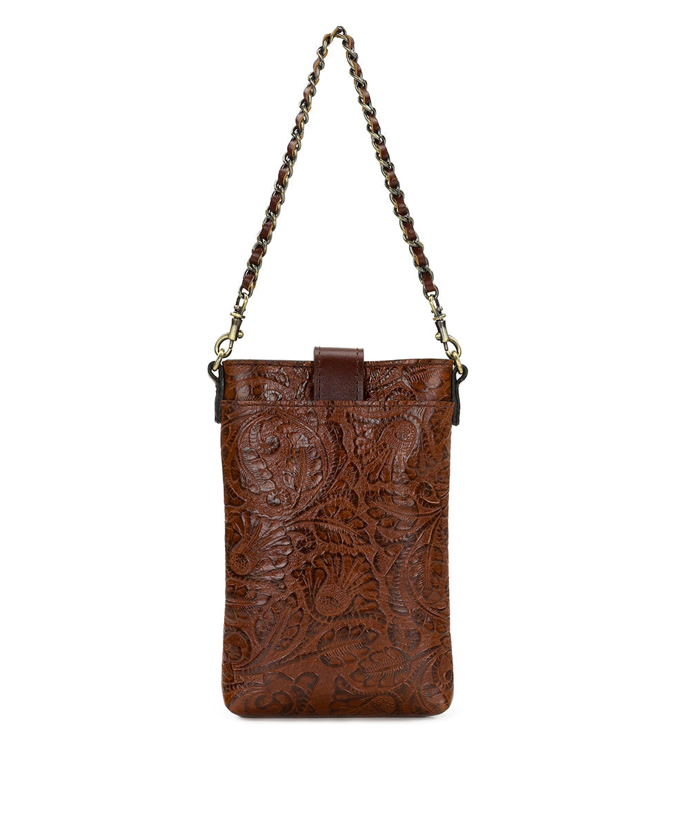 Patricia Nash Leontine Crossbody | Brazilian Supple Tooled | Cognac