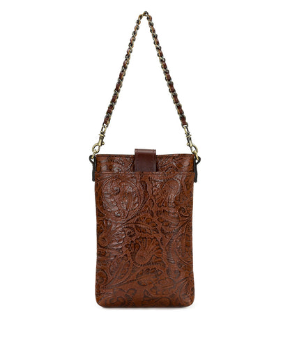 Patricia Nash Leontine Crossbody | Brazilian Supple Tooled | Cognac