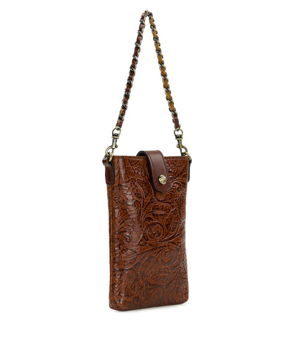 Patricia Nash Leontine Crossbody | Brazilian Supple Tooled | Cognac