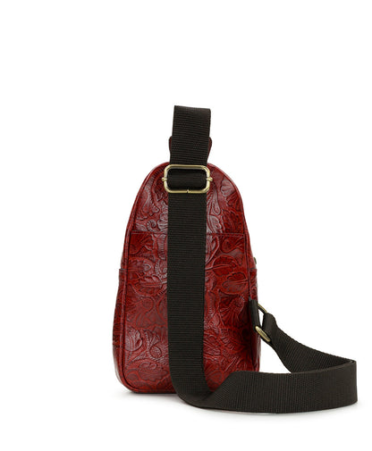 Patricia Nash Louetta Sling | Brazilian Supple Tooled | Red