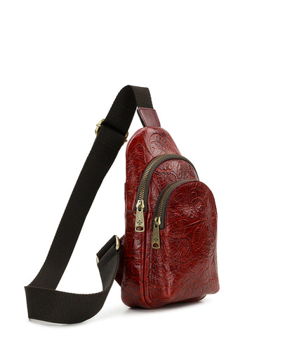 Patricia Nash Louetta Sling | Brazilian Supple Tooled | Red