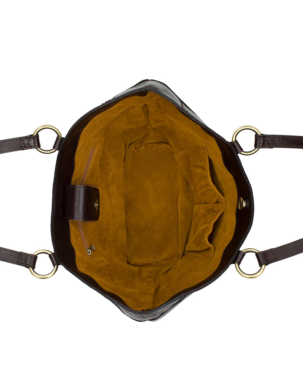 Patricia Nash Meudon Tote | Rugged Natural Grain | Chocolate