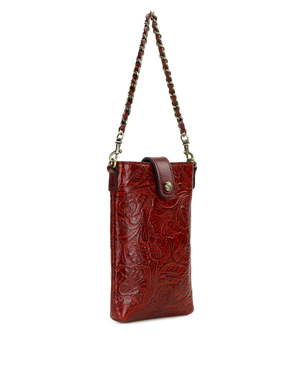 Patricia Nash Leontine Crossbody | Brazilian Supple Tooled | Red