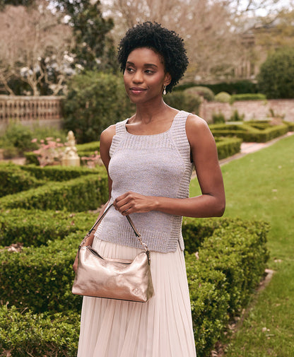 Patricia Nash Kolena Hobo Crossbody | Rugged Natural Grain | Champagne