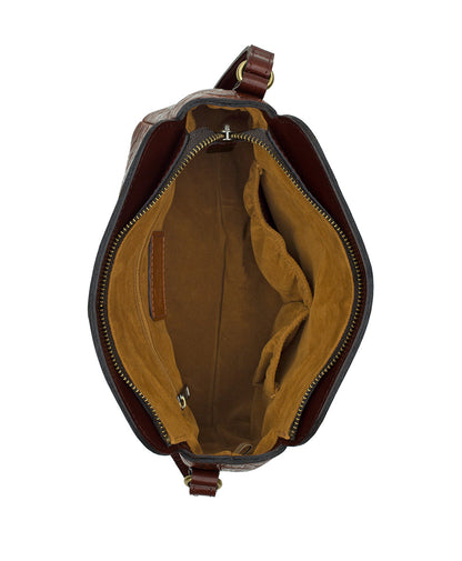 Patricia Nash Ithaca Crossbody | Brazilian Supple Tooled | Cognac