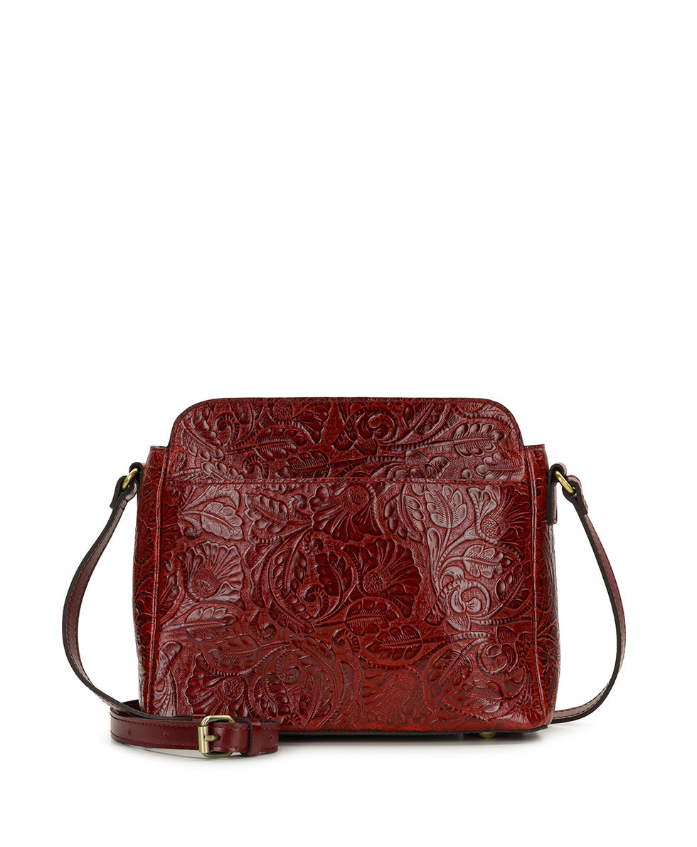 Patricia Nash Ithaca Crossbody | Brazilian Supple Tooled | Red