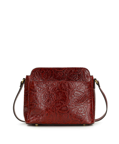 Patricia Nash Ithaca Crossbody | Brazilian Supple Tooled | Red