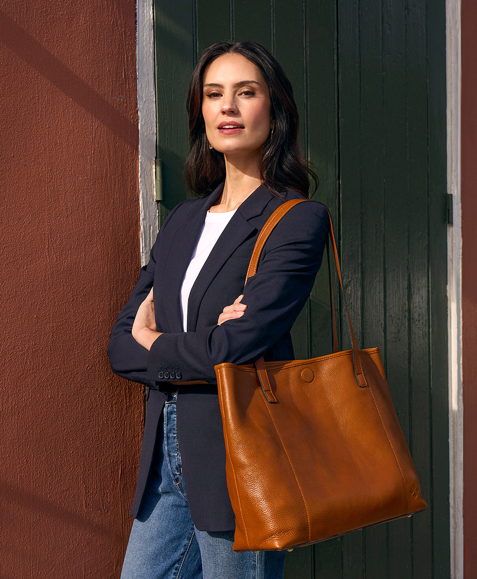 Patricia Nash Elise Tote | Brazilian Rugged Leather | Cognac