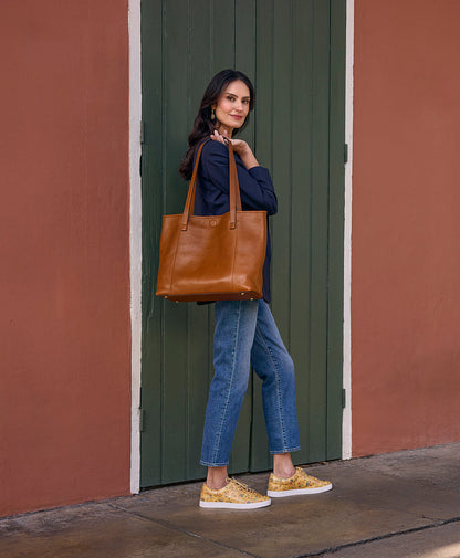 Patricia Nash Elise Tote | Brazilian Rugged Leather | Cognac