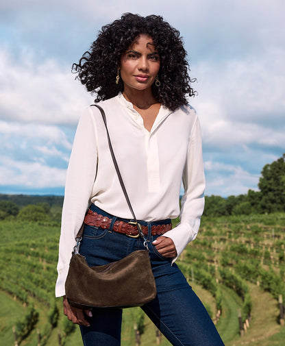 Patricia Nash Kolena Hobo Crossbody - Suede Leather