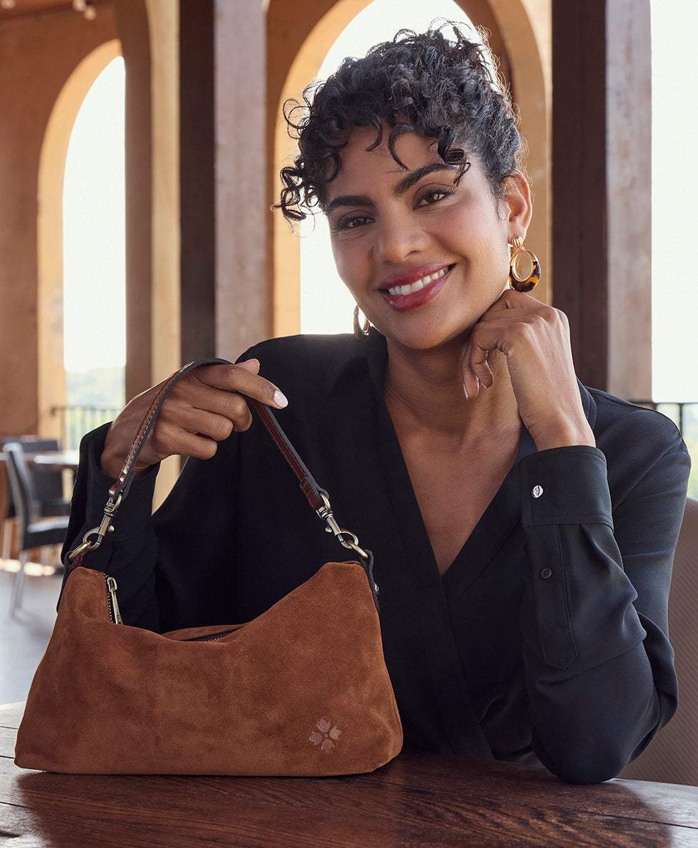 Patricia Nash Kolena Hobo Crossbody - Suede Leather