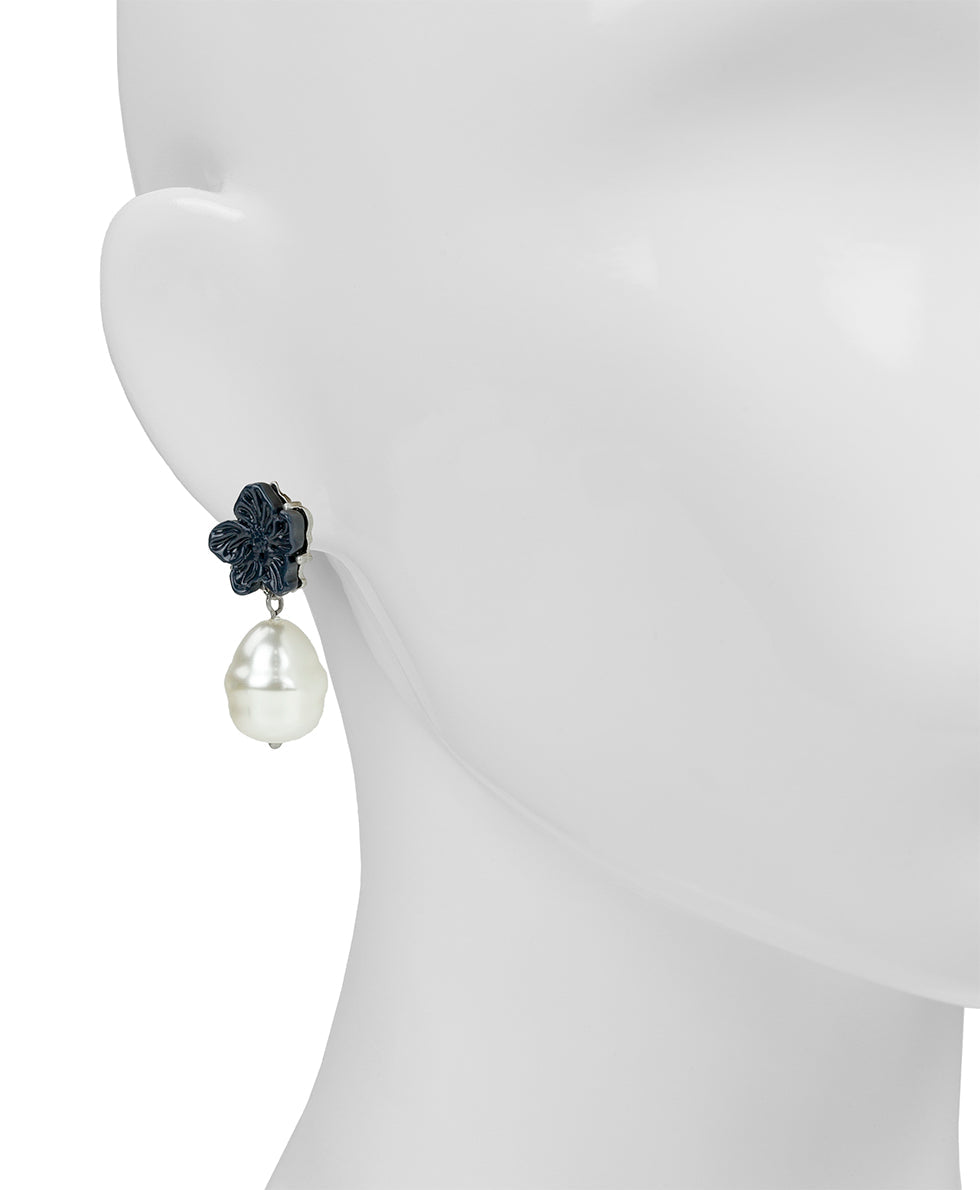 Patricia Nash Flower with Pearl Earrings - Floral Resin Collection
