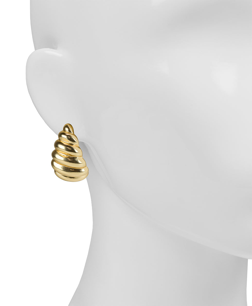 Patricia Nash Scalloped J Hoop Clip Earrings - Rope Ring